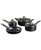 Basic essentials 7-pc. nonstick aluminum cookware set in black.