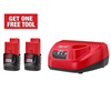 M12 12V 2.0 Ah battery pack (2-pack) with charger.
