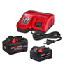 M18 18-Volt Redlithium FORGE Starter Kit: 8.0Ah Battery, Rapid Charger, and 5.0Ah Battery included.