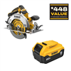 20V max cordless circular saw with 5.0Ah battery pack.