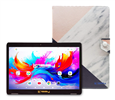10.1" Octa Core 256GB Storage Android 15 Tablet with Pink White Marble Case - Black