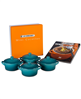 Le Creuset Caribbean set of 4 mini cocottes with recipe booklet - now 15% off.