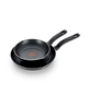 T-fal 2-piece black nonstick fry pan set.