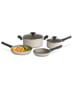 Bella 12-piece nonstick ceramic cookware set in oatmilk.