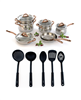 Ouro Gold 16Pc 18/10 Stainless Steel Cookware Set with Glass Lids