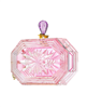Pink flower-cut acrylic clutch perfume bottle.