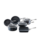 Cuisine::pro ID3 9pc hard anodized aluminum set in black.