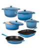BergHOFF Neo 10pc blue cast iron cookware set.