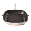 BergHOFF neo 2pc 11" cast iron grill pan with slotted steak press - meringue.
