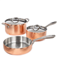 Vintage 5pc Tri-Ply Copper Cookware Set with Lids