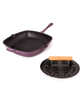 BergHOFF Neo 2pc 11" cast iron grill pan with slotted steak press - purple.