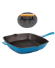 Neo 2pc Cast Iron 11" Grill Pan with Slotted Steak Press - Blue