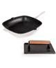 BergHOFF Neo 2pc 11" cast iron grill pan with steak press in white, now with a discount.