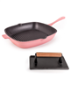 Neo 2pc Cast Iron 11" Grill Pan with Steak Press - Pink