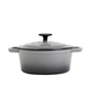 Smith and Clark 3qt gray cast iron enamel Dutch oven.