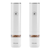 Zwilling 2-pc rechargeable electric salt/pepper mill set, white.