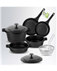 8-Piece Nesting Cookware Set with Silicone Handle Covers - Black