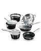 Discounted black 10-piece hammered nonstick cookware set.