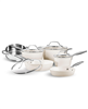 Gotham Steel Pro Hammered Collection 10-Piece Ceramic Coating Nonstick Cookware Set - Cream