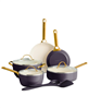 Get the 10-piece GreenPan Padova healthy ceramic nonstick cookware set in fig with a discount.