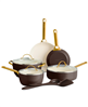 GreenPan Padova 10-piece chocolate brown ceramic nonstick cookware set.