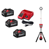 M18 18-Volt Lith-Ion Cordless Rocket Dual Power Tower Light w/ (3) Battery & Charger Kit
