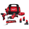 M12 12V lithium-ion cordless drill and impact driver kit (4 tools) includes Hackzall and multitool.