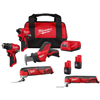 M12 12V brushless cordless drill and impact driver kit, plus Hackzall and multitool – 5 tools included.