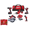 M18 18V Lithium-Ion Cordless Combo Tool Kit (5-Tool) with SHOCKWAVE Impact Duty Titanium Drill Bit Set (23-Piece)
