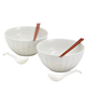 8-piece white Asian ceramic ramen bowl set.
