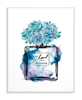 Watercolor fashion perfume bottle wall plaque with blue flowers.