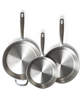 Alva maestro 3pc 5-ply stainless steel frying pan set - silver.