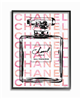 Glam Perfume Bottle with Words Pink Black Framed Giclee Art