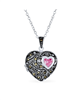 Butterfly Marcasite Pink Cz Heart Locket Necklace