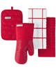4-pack kitchenAid quilted cotton terry kitchen towel, oven mitt, and potholder set in passion red.