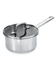 DiNA Helix Recycled 18/10 Stainless Steel 6.5" Saucepan 1.6qt., Glass Lid