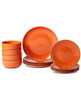 12 pc. orange stoneware dinnerware set for 4.
