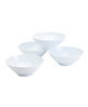 Set of 4 white melamine ramen bowls.