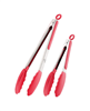 Zulay Kitchen Stainless Steel Kitchen Tongs with Silicone Tips - Set of 2 - Red