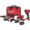 M18 FUEL 18V Lithium-Ion Brushless Cordless 4-1/2/5 in. Grinder, Paddle Switch Kit, 1/2 in. Impact Wrench w/2 Batteries