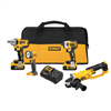 20V max cordless 4-tool combo kit with (2) 20V 5.0Ah batteries and charger.