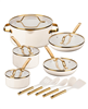 Gotham Steel 15-piece nonstick cookware set in cream with modern design.