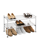 Silver 2-tier stackable metal mesh shoe rack by Seville Classics.
