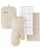 Kitchenaid 4-pack set: quilted cotton terry towel, oven mitt, potholder in milkshake color.