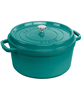 7-qt. Staub turquoise cast iron Dutch oven.