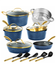 Charleston 15-piece navy nonstick ceramic cookware set on sale.