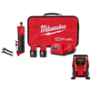 M12 FUEL 12V Lithium-Ion Brushless Cordless 1/4 in. Straight Die Grinder Kit w Two 2.0 Ah Batteries & M12 Inflator