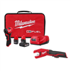 M12 Fuel 12V cordless right angle die grinder kit with copper tubing cutter.