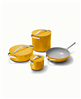 Caraway 8-piece non-stick cookware set in marigold.