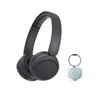 Sony WH-CH520 wireless on-ear headset (black) with locator keychain.